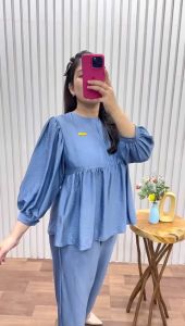 baju setelan wanita jumbo donita Polos pololinen