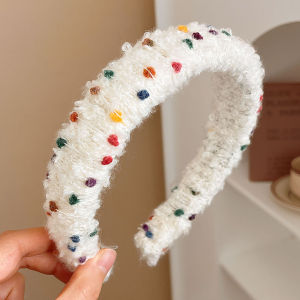 Candy Plush Hairband Womens New 2025 Wide Edge High Forehead Face Washing Hair Accessory Korean Style Fresh out Fashion Jewelry