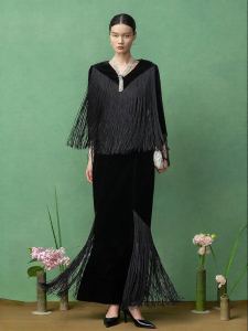 Fringe Velvet Evening Shirt and Skirt 2025 Autumn New