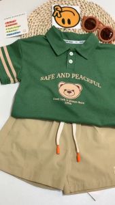 Boys clothing set cotton summer childrens casual polo shirt short-sleeved shorts two-piece set