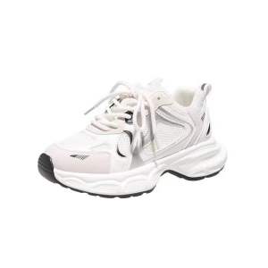 white Leather High Quality Mesh Thick Bottom Casual Chunky Sneakers Shoes for Women(no box)