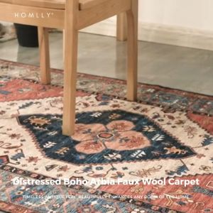 Homlly Distressed Boho Arbia Faux Wool Floor Door mat Rug Carpet