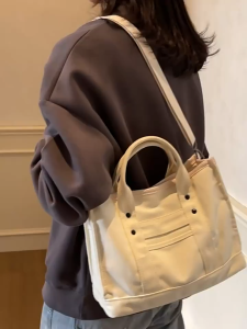 ASCENSION FASHION 2025 Korean Style Spring Canvas Tote Bag for Women | Minimalist Shoulder Bag | Casual Crossbody Handbag