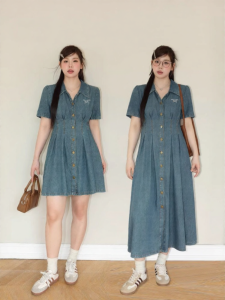 ZHANGDAREN | Đầm Jean Dài Hè Giảm Cân Plus Size