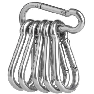 304 Stainless Steel M4 M5 M6 Multifunctional Spring Snap Carabiner Quick Link Lock Ring Hook 6Pcs 12Pcs 24Pcs