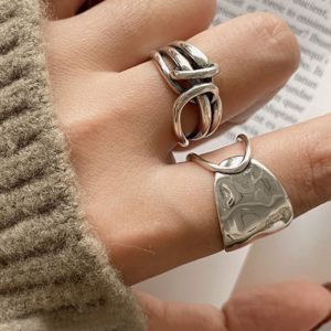 925 Sterling Silver Chain Knot Ring For Women Wrap Wide Band Rock Geometry Punk Jewelry Gift Wholesale Dropshipping