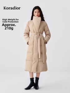 Koradior | Double Breasted Belted Long Over-Knee Down Jacket