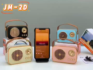 JMAX ลำโพงบลูทูธ ลำโพงไร้สาย เชื่อมต่อได้2ตัว พร้อมสายหิ้ว ลำโพงไร้สาย 1200mAh 5W ลำโพงโบราณ JM-2D