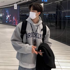 Pure Cotton Thickened American Style Hoodie Mens Casual Outerwear Fleece Lined Loose Fit Autumn Winter Streetwear Coat