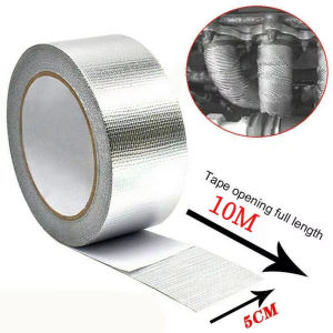 10m*5cm Exhaust Pipe Insulation Tape Exhaust Heat Tape Manifold Downpipe High Temperature Bandage Tape Silver Adhesive Tape