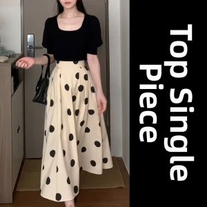 PEIZIXUAN | French Style Black Polka Dots Summer Dress