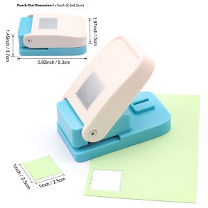 Stamp Puncher 1X0.8inch & 1inch Square Punch Scalloped Rectangle Lever Action Craft Punch for Paper Crafting Scrapbooking DIY