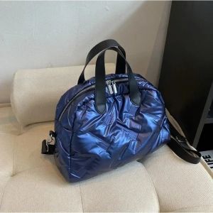 Winter Classic Style Bowling Shoulder Bags Hot Trendy Super Cool Personality Glossy Nylon Crossbody Bags for Women 2024 on Sale