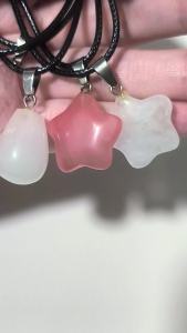 one set of 5 pendants necklaces for rm18 star shape mix colors quartz crystal