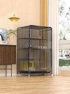 🐱4 Tier Cat Cage Galvanized Steel Anti-Karat Mudah Alih with Wheels Roda & Platform Tangga Removable Dulang 3 Pintu Design (2/3/4 Tingkat)