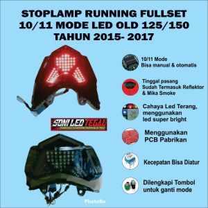 fullset stop stoplamp led running vario led old tahun 2015 - 2017 10 11 mode PNP