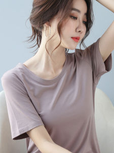 Modal Short Sleeve T-Shirt for Women Loose Fit Summer Casual Style White Ins Trendy Korean Version Pure Color Thin Ice Silk Body T-Shirt