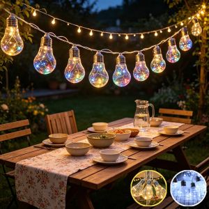 10 Transparent Light Bulb Solar Light String Multiple Lighting Modes Outdoor Courtyard Garden Wedding Party Festival Decor