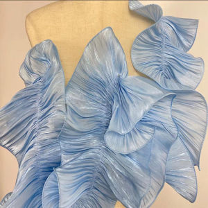 1Yard Ruffle Shiny Satin Pleat Lace Trims Fabric For DIY Sewing Girl Dress Bouquet Ribbon Curtain Edge Hem Home Party Upholstery