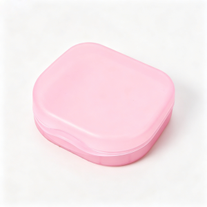 Mini Travel Retainer Case with Mirror Waterproof Matte Orthodontic Aligner Box for Invisalign Mouth Guard False Teeth Storage