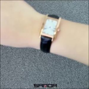 Sanda | SANDA Luxury Tank Couple Watch Wear Resistant Leather Strap Square Dial Waterproof Sport Casual Women Men Quartz Watches Reloj