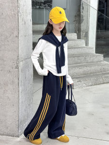 MPW | Cool Fashionable Childrens Outfit Set For Girls Spring Autumn Wear Trendy Middle Large Children Stylish Sweatpants Two Piece Set