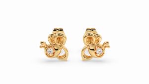 ALUXE 10K Gold Diamond Earring (Single) Bee Shape Disney Winnie the Pooh Series EEDW005 EEDW015