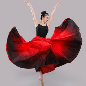 Womens Practice Skirt Ethnic Uygur Dance Costume Half-length Performance Gown Long Skirt for Young Adults Online Exclusive