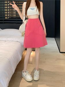 Plus Size Denim Skirt Womens Summer Mid Skirt High Waist Cover a-Line Skirt Student K-style Slim Looking Mid Length Long Length Bodycon Dress