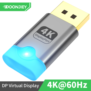DisplayPort Dummy Plug EDID Emulator 4K 60Hz with LED Light DP Virtual Display Accessories for Video Card Laptop Desktop