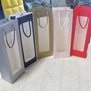 Heabety Hot Sale 1PC กระเป๋าถือยาวแบบใหม่ ถุงของขวัญ PVC ใส ถุงบรรจุช่อดอกไม้ หลากสี สไตล์มินิมอล