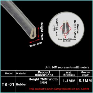 TEKANAI | Transparent Silicone Rubber Edge Sealing Strip for Glass and Steel Plates U Shaped