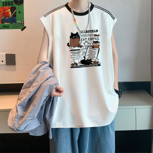 American Style Tank Top Vest Men Summer New Pure Cotton Casual Sport Loose Color Block Sleeveless T-Shirt Upper Body