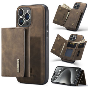 Magnetic Absorption Wallet Phone Case for iPhone 15 pro Max 12 Apple 14 plus with Card Slot 13 Mini Money Holder 17 Air Anti-Fall XR Protective Cover XS Stand Separation SE3 Card Insertion