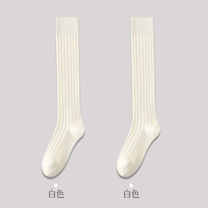 White Cotton Long Tube Socks Womens Autumn Pure Cotton High Tube No Seam Long Tube Socks Matching Boots JK Socks Womens Style
