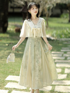 Original QingTiShi Womens Hanfu Dress Set Thin Improved Chinese Elements Daily Style Summer Fashionable Traditional Clothing