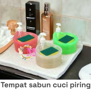 wadah sabun cuci piring tempat sabun dispenser bulat sabun 2in1 1000ml + sponge cuci