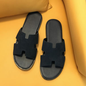 Summer Genuine Leather Single Strap Slides Mens European Station Mens 2023 New Non-Slip All-Matching Outdoor Slippers Beach Sandals