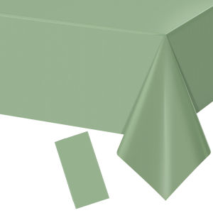 Sage Green Plastic Tablecloths for Rectangle Tables: Light Green Disposable Tablecloth & Waterproof Cover
