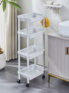 Narrow Bathroom Kitchen Storage Rack 18/20cm Wide 32 Long Gap Organizer Mobile Roller Plastic Shelf for Toiletries And Snacks