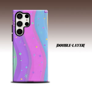 Pastel Rainbow Wave For Samsung Galaxy S26 S25 S24 A56 A36 Dual Layer Luxury Fashion Full Lens Protective Case