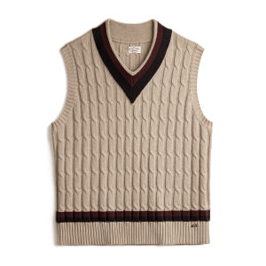 MADEN | Vintage College V-neck Knit Cardigan Vest for Men