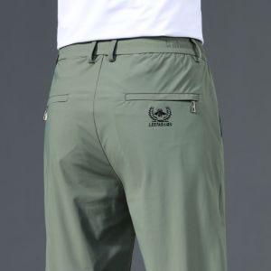 กางเกงผ้าไหม Lce ผู้ชายฤดูร้อนอินเทรนด์แบรนด์ใหม่สไตล์บางแห้งเร็วกางเกงเครื่องปรับอากาศพร้อมกางเกงลําลอง