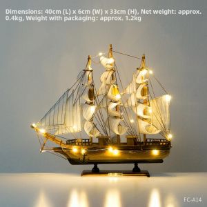 Creative One Piece Wooden Model Boat Ornament Smooth Sailing Gift