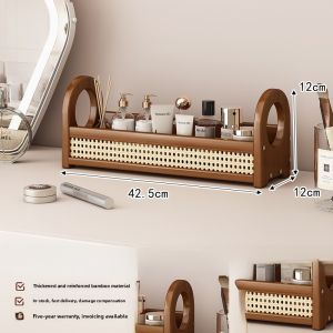 Modern Minimalist Cosmetic Storage Box Desktop Space Utilization Tool Lipstick Perfume Organizer Rack Nordic Style Bamboo Painted