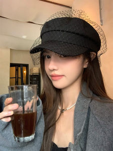 Retro Mesh Newsboy Beret Children Fall and Winter French Style All-Matching Octagonal Cap Face-Looking Small Net Red British Peaked Cap