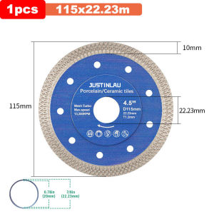 JUSTINLAU Dry Diamond Cutting Saw Blade Ceramic Tile Marble Cutting Grinding Circular Saw Blade Electric Rotating Tool Accessori