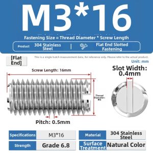 TIANZHUOJINSHU | 304 Stainless Steel Flat Head Socket Screws No Head Machine Screw