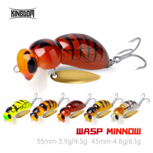 KINGDOM | Kingdom Wasp Minnow Lure 35mm 3.9g 4.5g 43mm 4.8g 6.1g Floating Sinking Freshwater Bass Fishing Spinner Treble Single Hook Lure