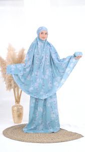 MUKENA DEWASA TRAVEL MINI 2IN1 PARASUT KOREA MOTIF CAMELIA & PEONY